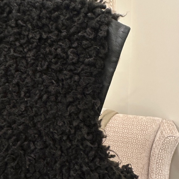 Zara Basic Black Teddy Moto Vest Faux Shearling Zip Vest Medium - Picture 5 of 6